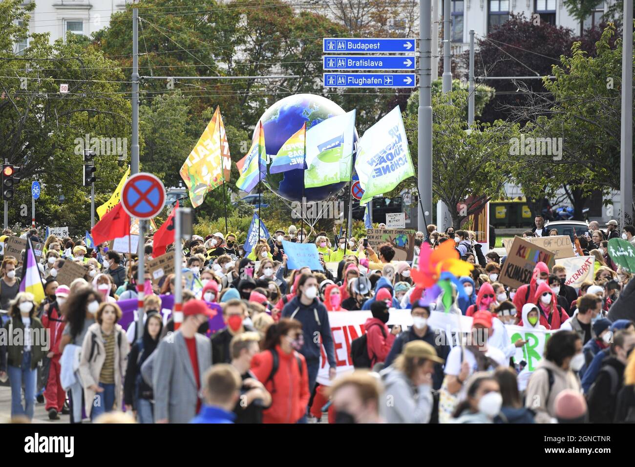 Vienna, Austria. 24th Sept 2021. Worldwide climate strike together with Fridays for Future in Vienna. Stock Photo