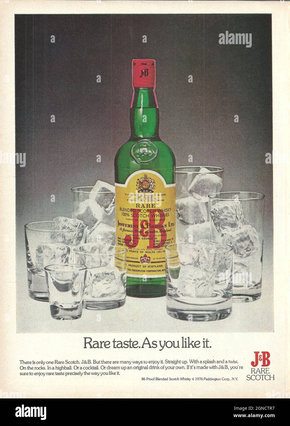J&B pure malt premium scotch whiskey whisky vintage advert