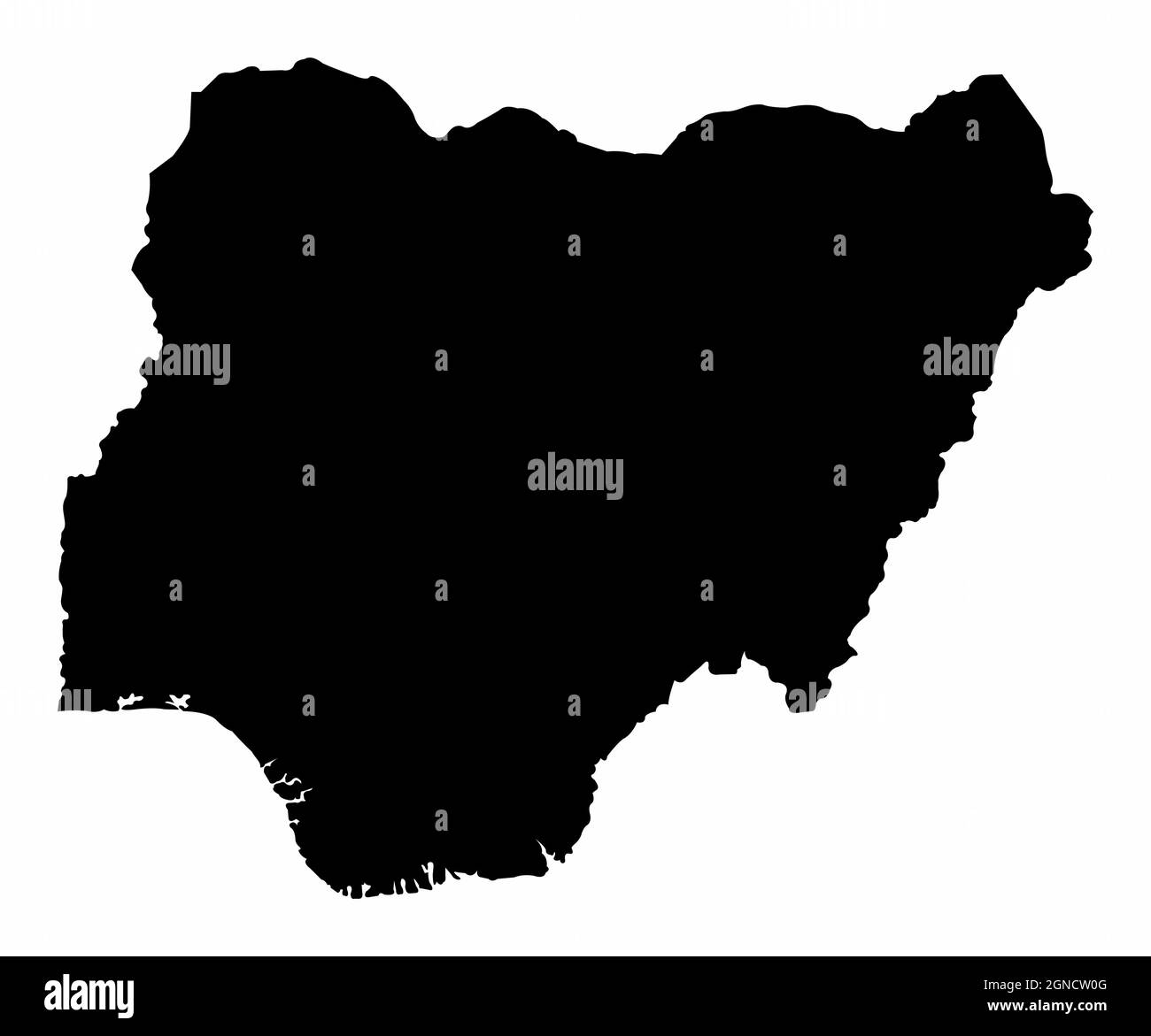 Nigeria Silhouette Map Isolated On White Background Stock Vector Image   Nigeria Silhouette Map Isolated On White Background 2GNCW0G 