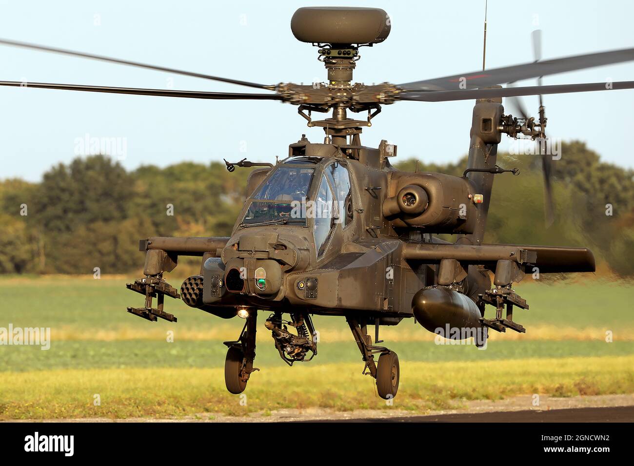 Boeing AH-64D Apache Longbow attack helicopter of the British Army Air Corps - Hulver Airfield, Hulver, UK, News - 22nd September 2021 Stock Photo