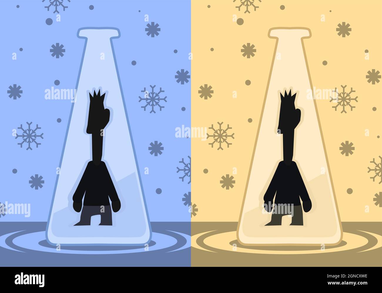 Lab test subject person figure cold outside cartoon color vector
