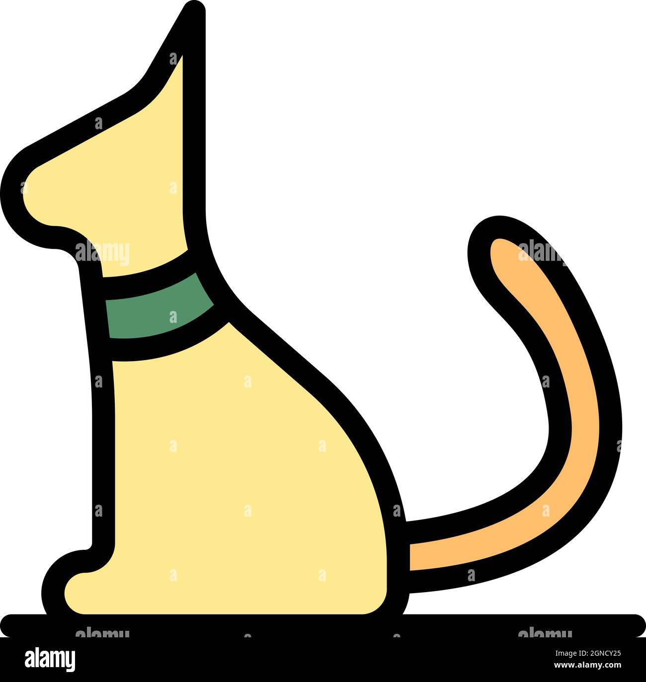 Cat side view icon. Outline cat side view vector icon color flat isolated Stock Vector Image ...