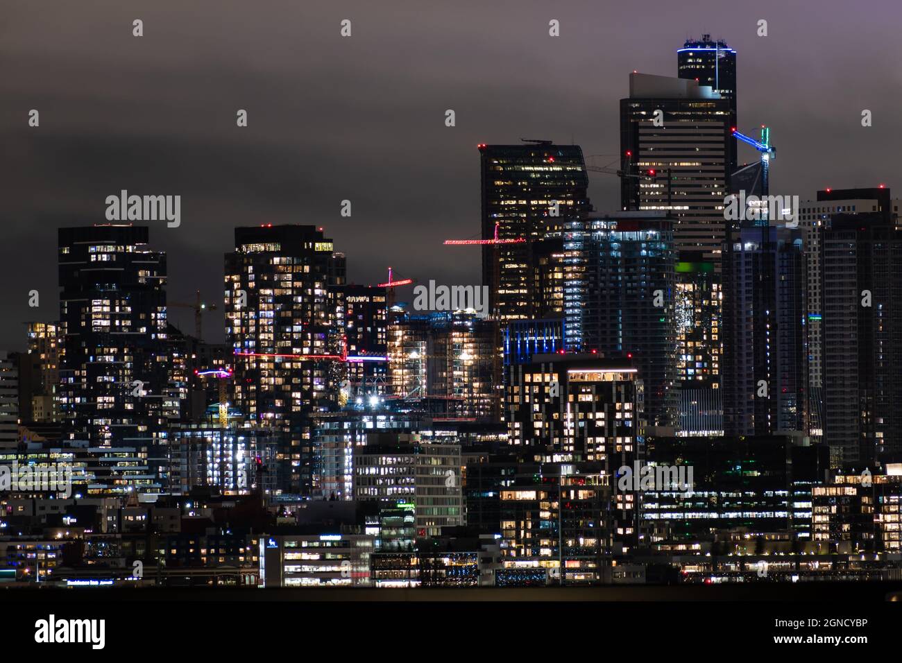 Seattle skyline at night Stock Photo