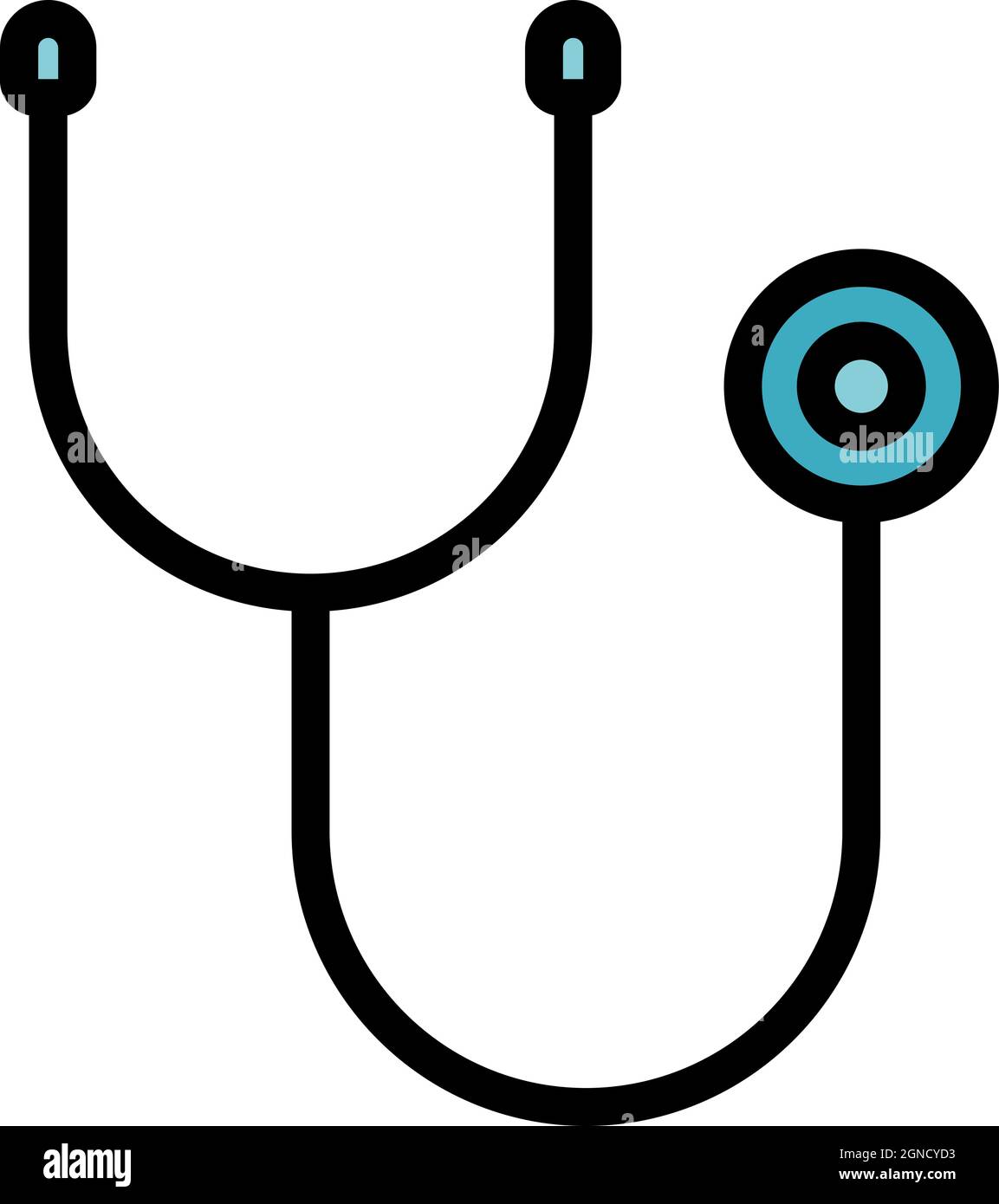 Stethoscope icon. Outline stethoscope vector icon color flat isolated ...