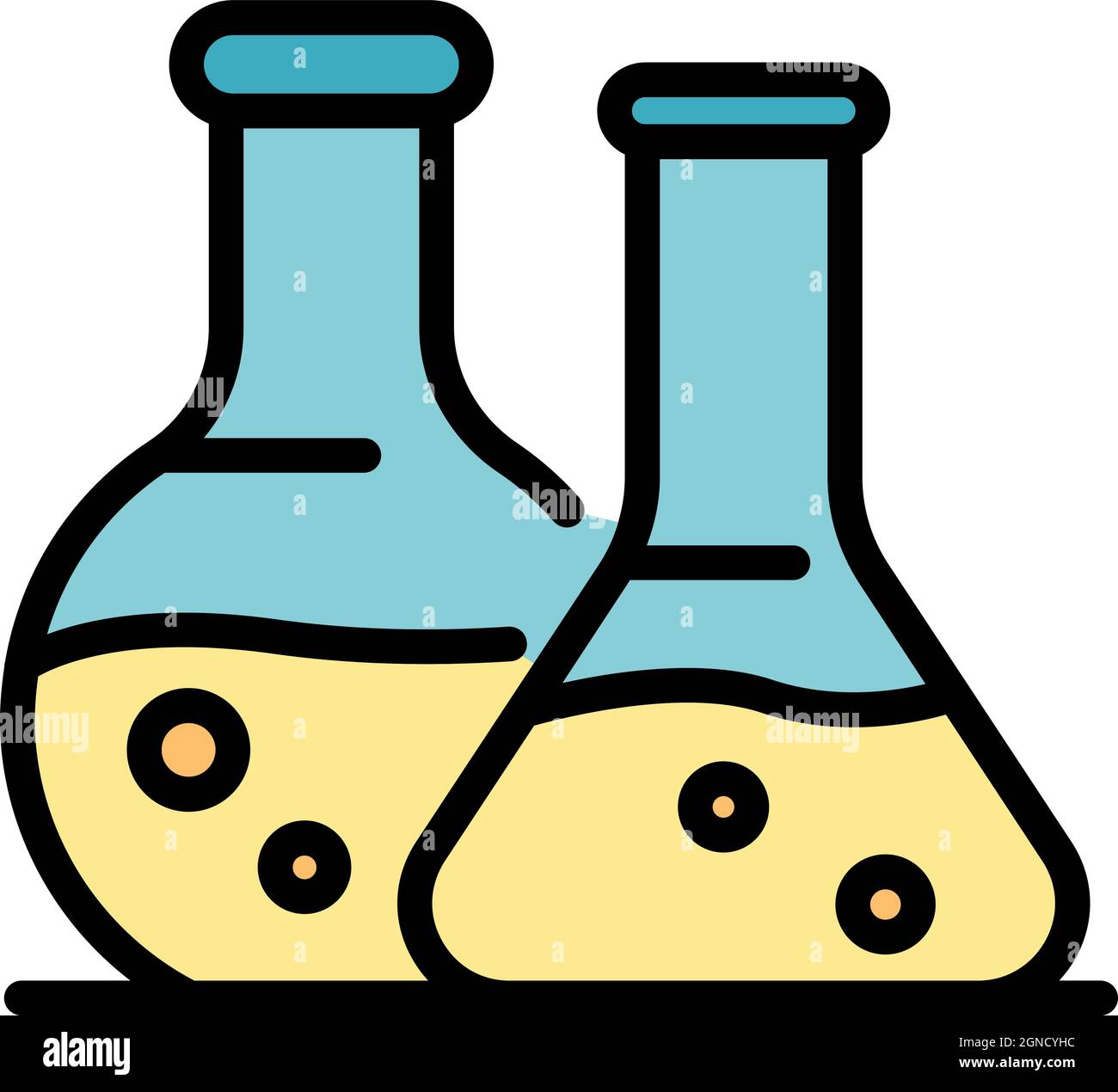 Flasks icon. Outline flasks vector icon color flat isolated Stock Vector
