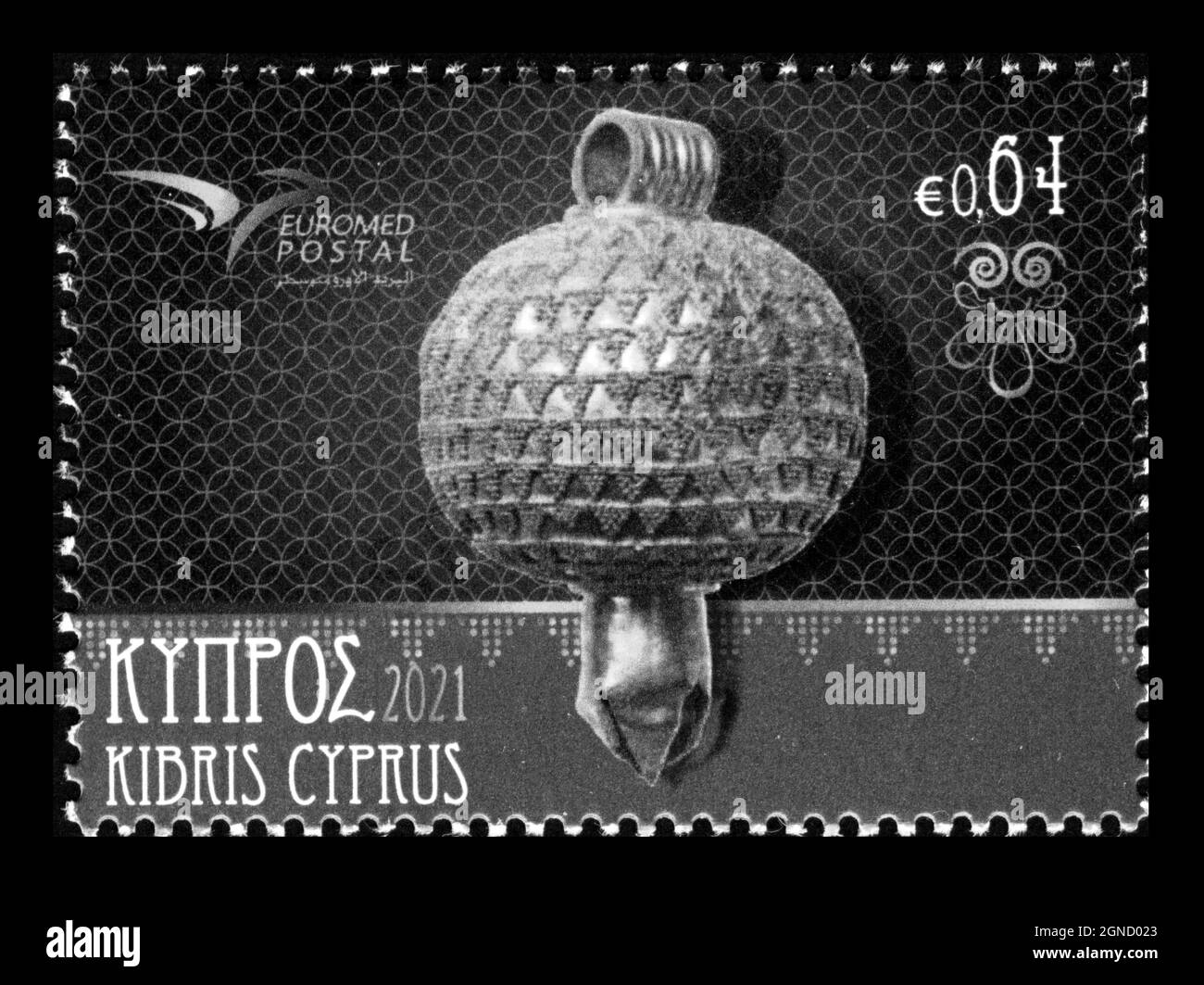Stamp print in Cyprus,2021, Stock Photo
