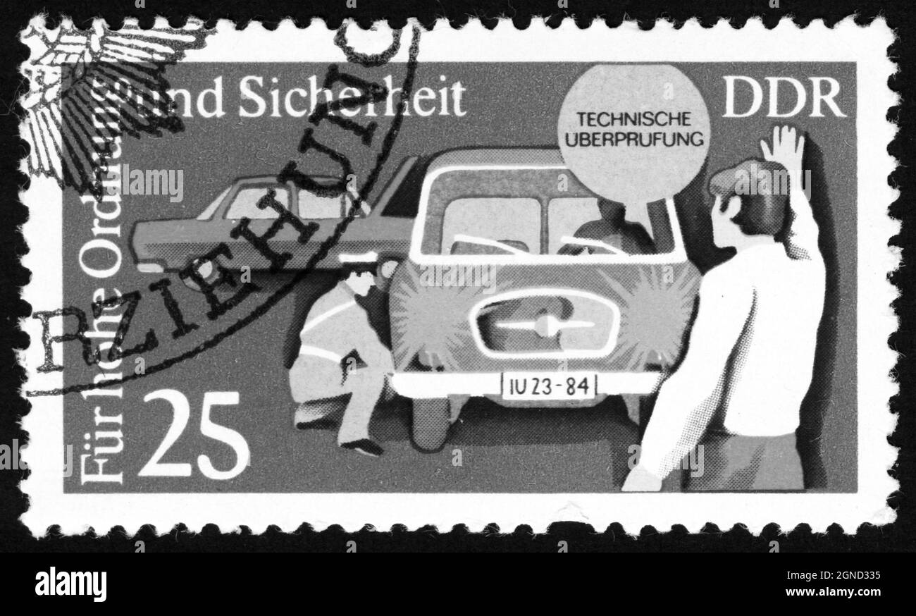 Stamp print in East Germany, Traffic Laws Stock Photo Alamy