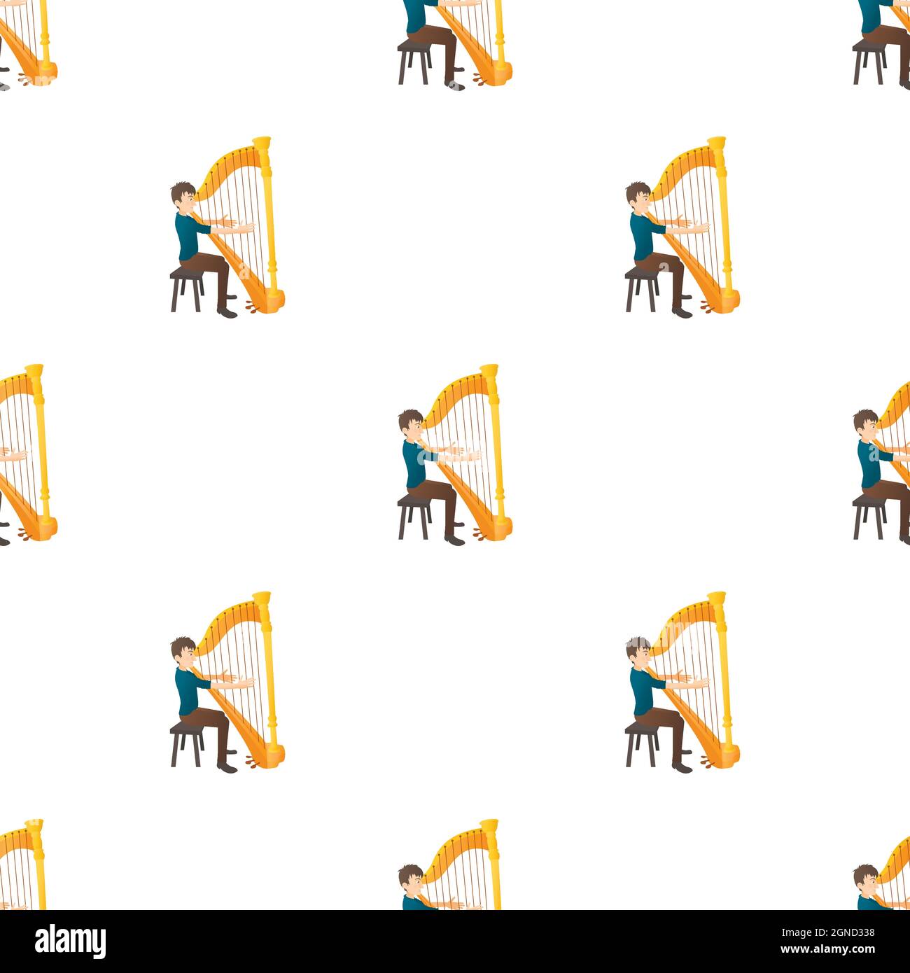 Man plays on harp pattern seamless background texture repeat wallpaper ...