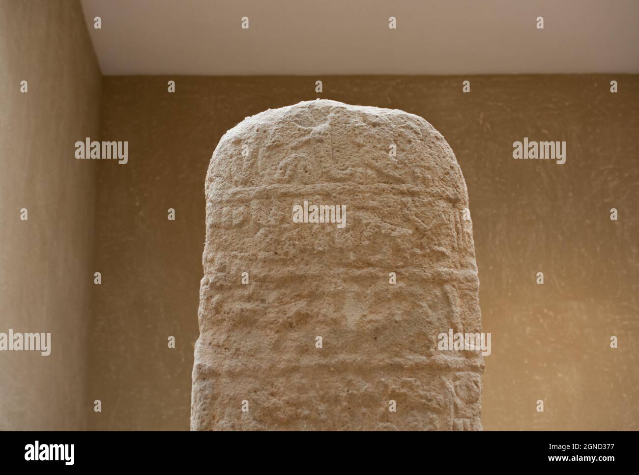 Old carved stone in an archeological museum Stock Photo