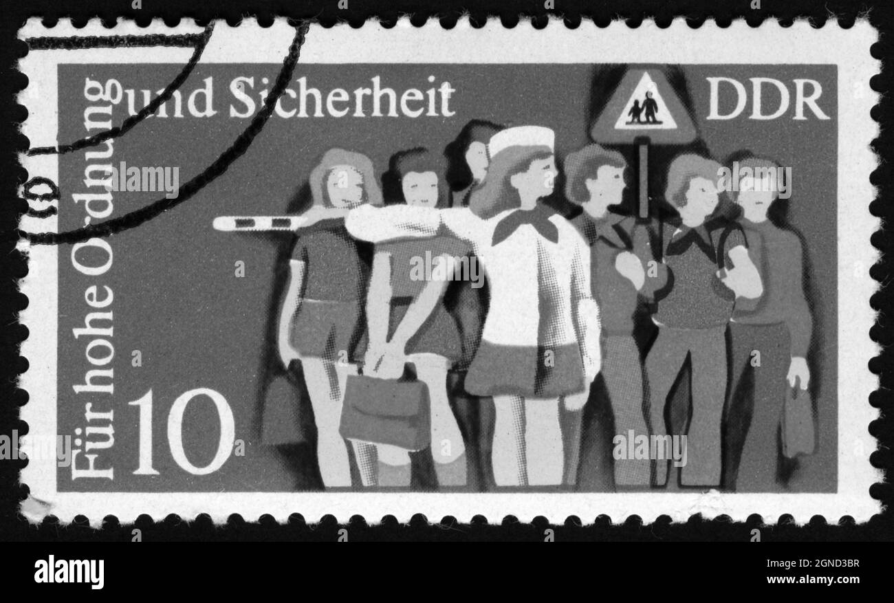 Stamp print in East Germany, Traffic Laws Stock Photo Alamy