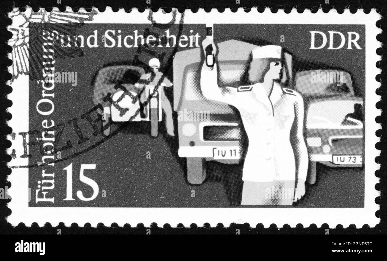 Stamp print in East Germany, Traffic Laws Stock Photo Alamy