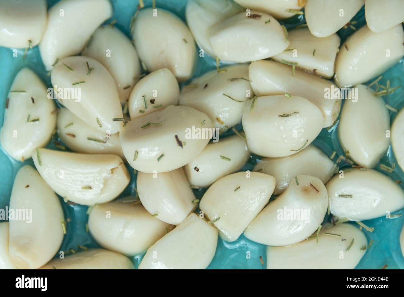 Typical Spanish appetizer tapa composed of garlic in vinaigrette with