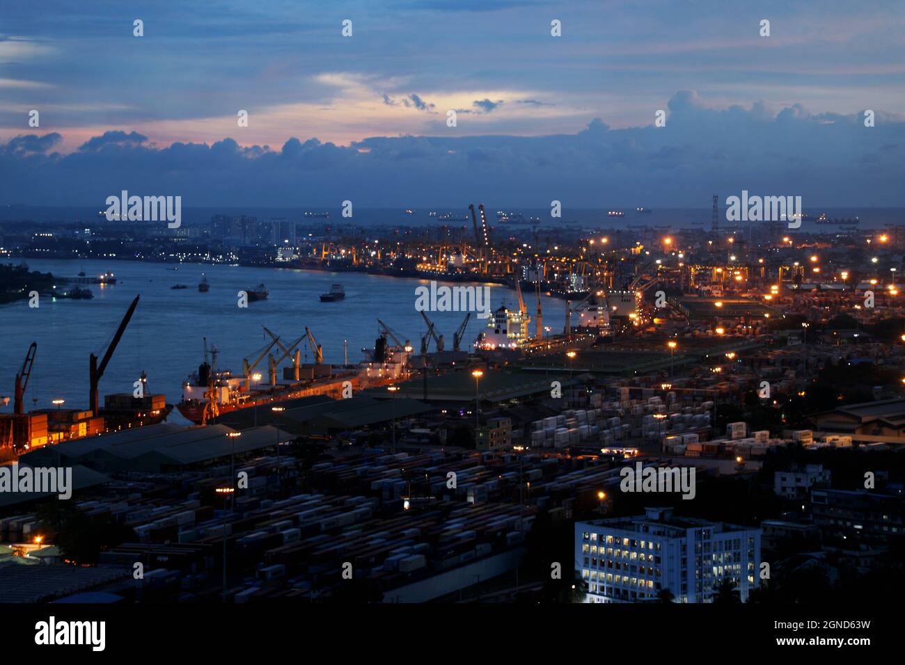 Chattogram, Bangladesh. 07th Sep, 2021. Night view of Chittagong Port ...