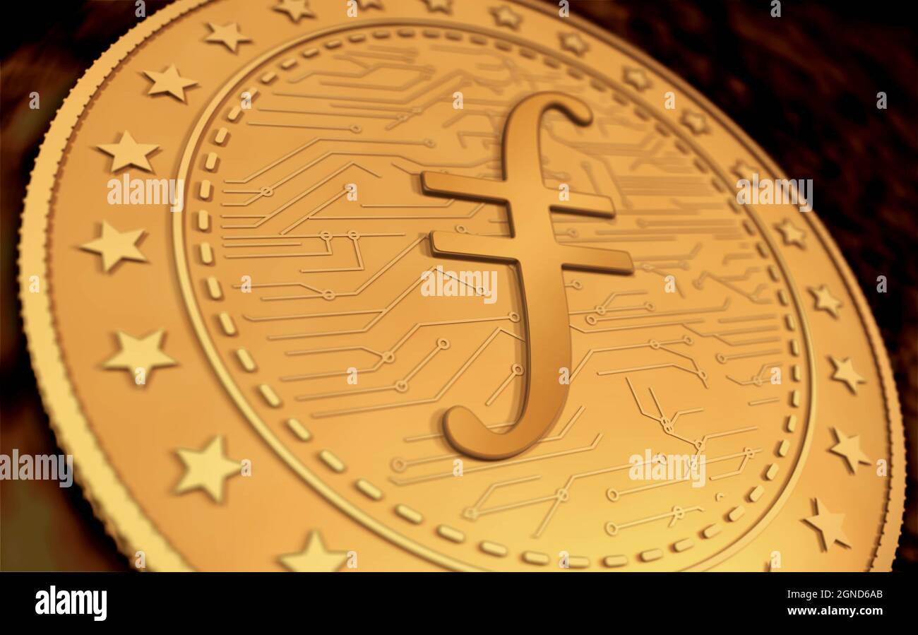 Filecoin FIL cryptocurrency symbol on white background isolated logo.  Abstract concept 3d illustration Stock Photo - Alamy