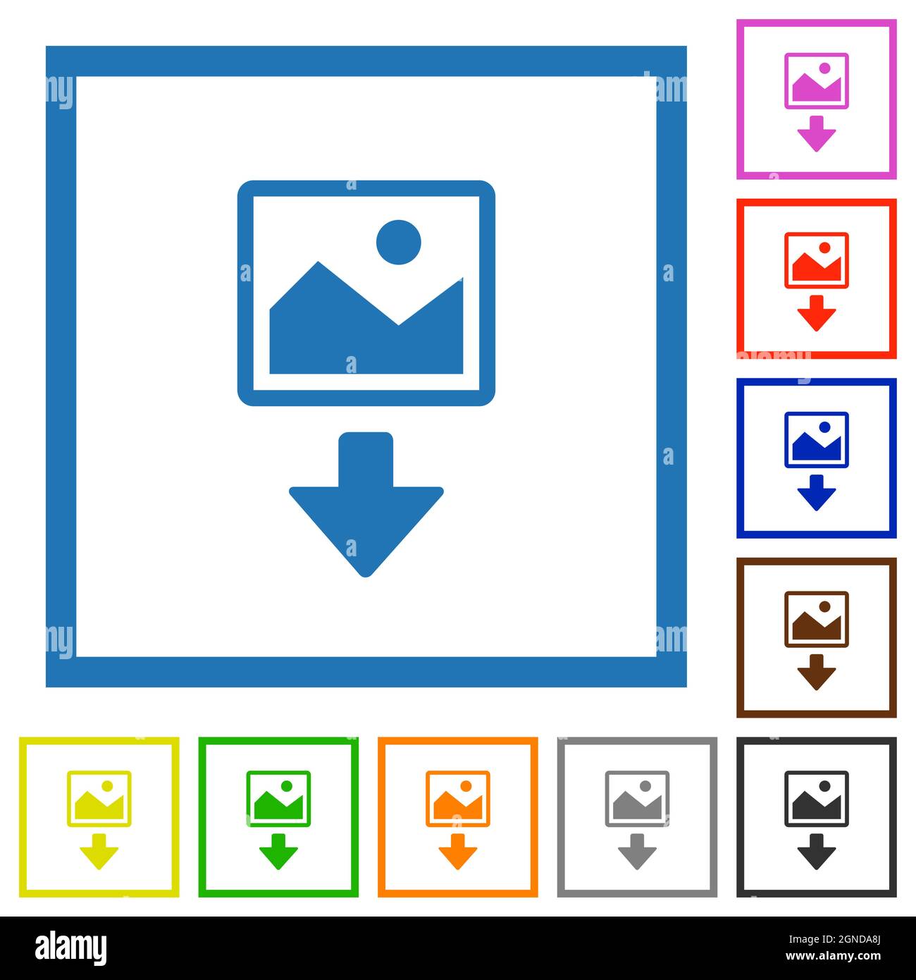 Download image flat color icons in square frames on white background ...