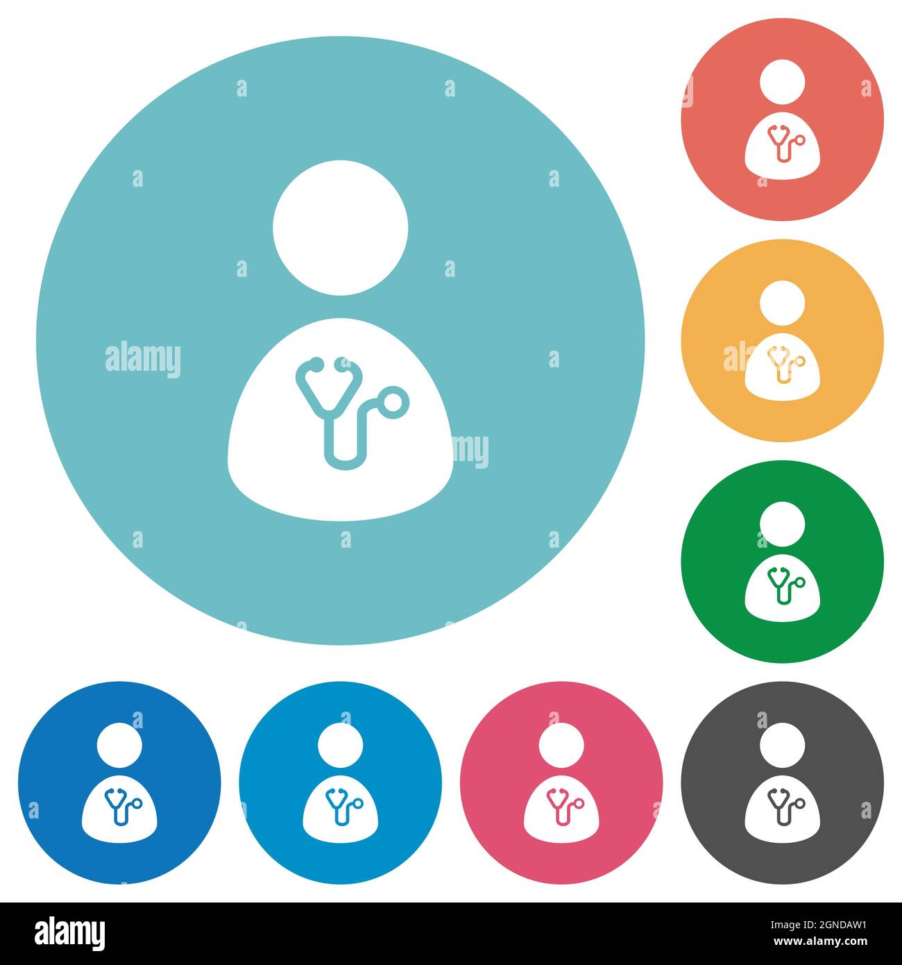 Doctor flat white icons on round color backgrounds Stock Vector Image ...