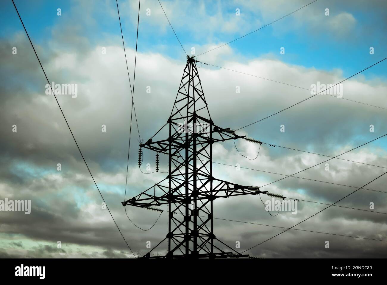 support with electric wires Stock Photo