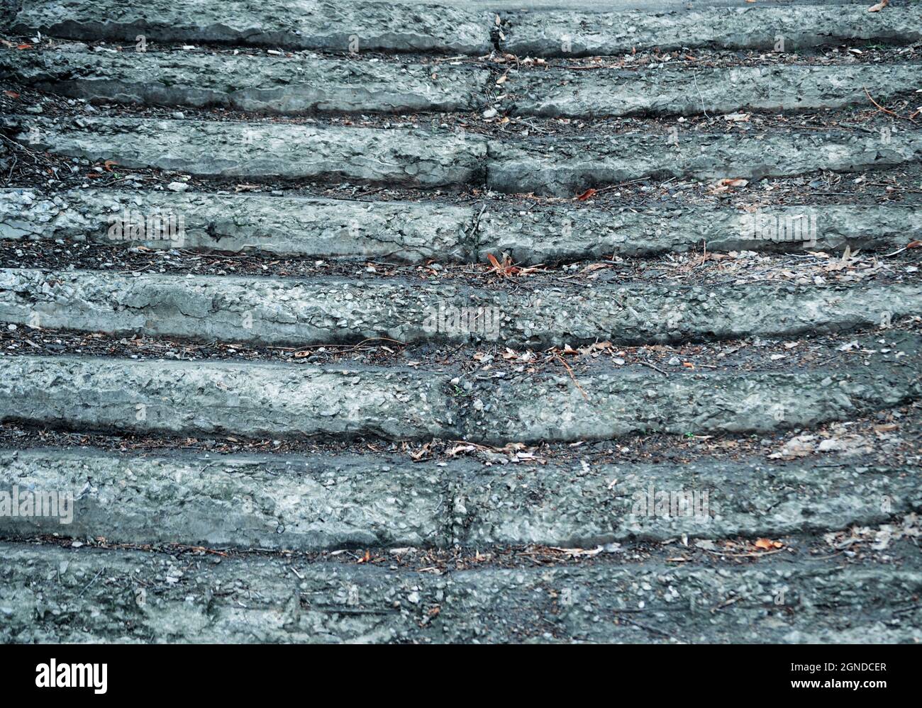 Old destroyed, ruined concrete steps blue Stock Photo