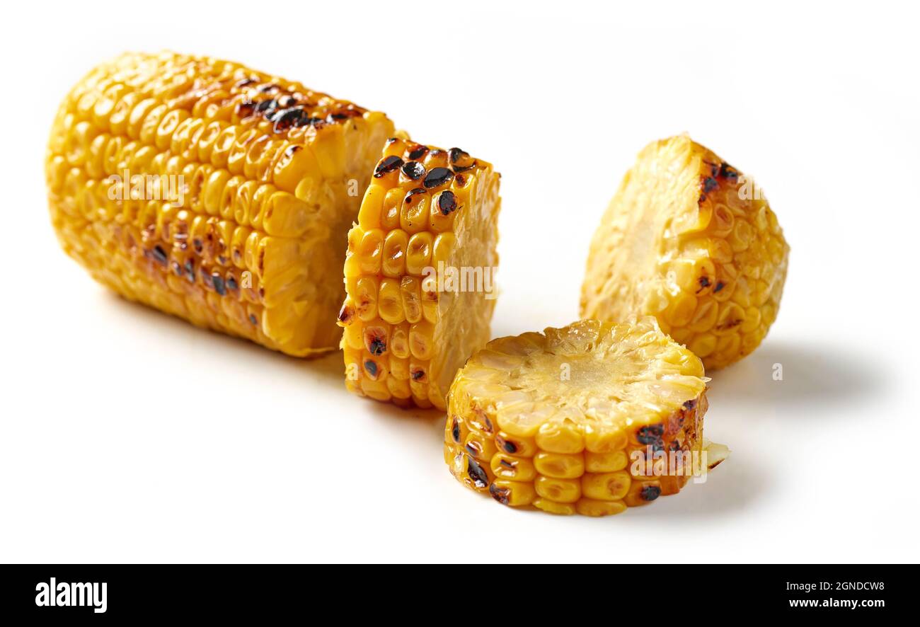 grilled sweet corn isolated on white background Stock Photo