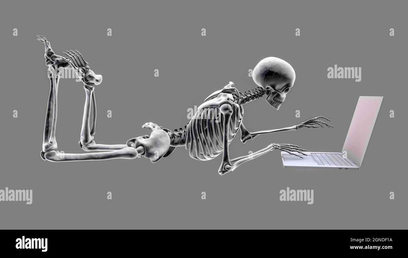 Bad posture whilst using laptop, illustration Stock Photo Alamy