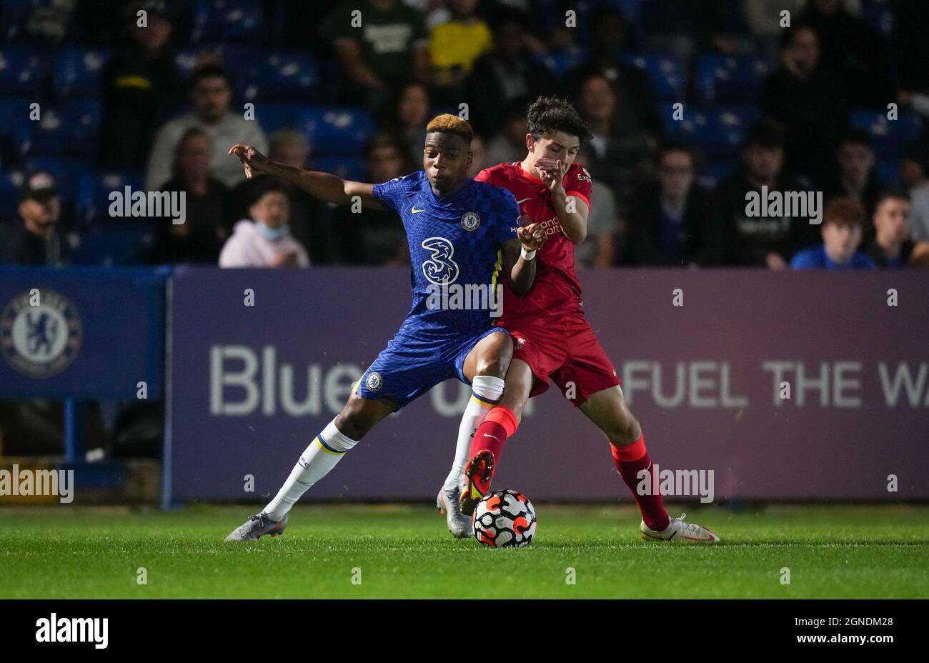 Kingston, UK. 24th Sep, 2021. Charly Musonda of Chelsea U23 and Owen