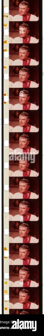 A section of Super 8 film showing Jack Hawkins as Quintus Arrius in the 1959 MGM film Ben Hur. Stock Photo