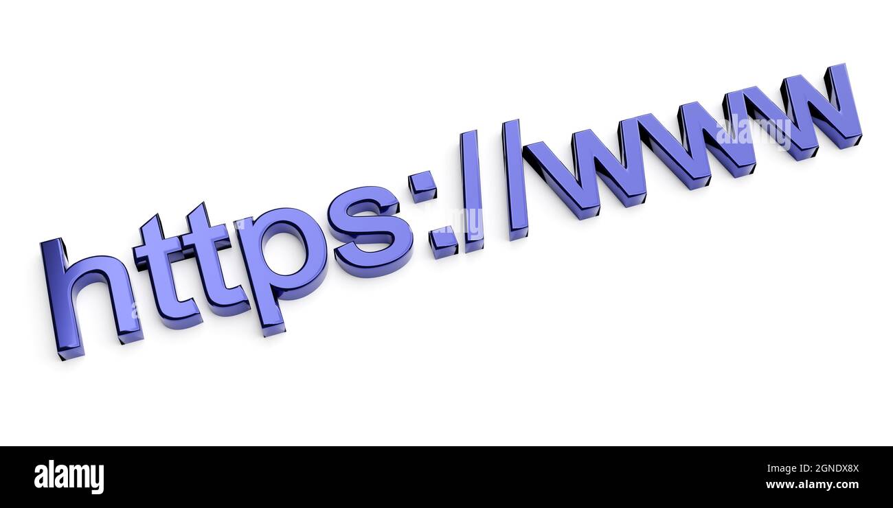 Internet web address https www in search bar of browser. Communication concept. 3d rendering Stock Photo