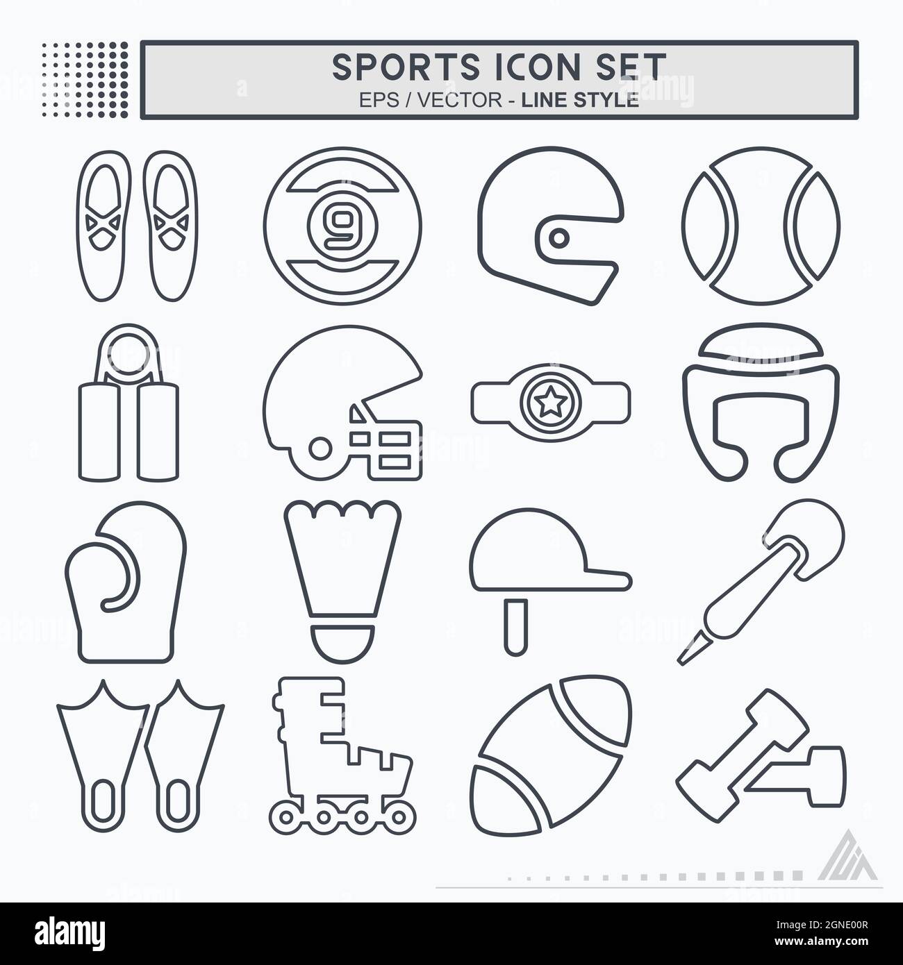 Set Icon Sports - Line Style - Simple illustration, Editable stroke, Design template vector, Good for prints, posters, advertisements, announcements, Stock Vector