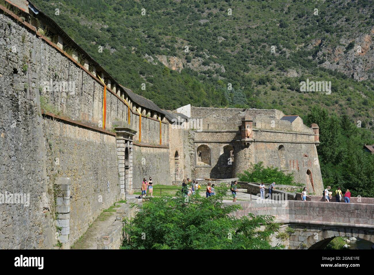 The medieval village of Villafranca de Conflent is located in the historical region of Conflent, France Stock Photo