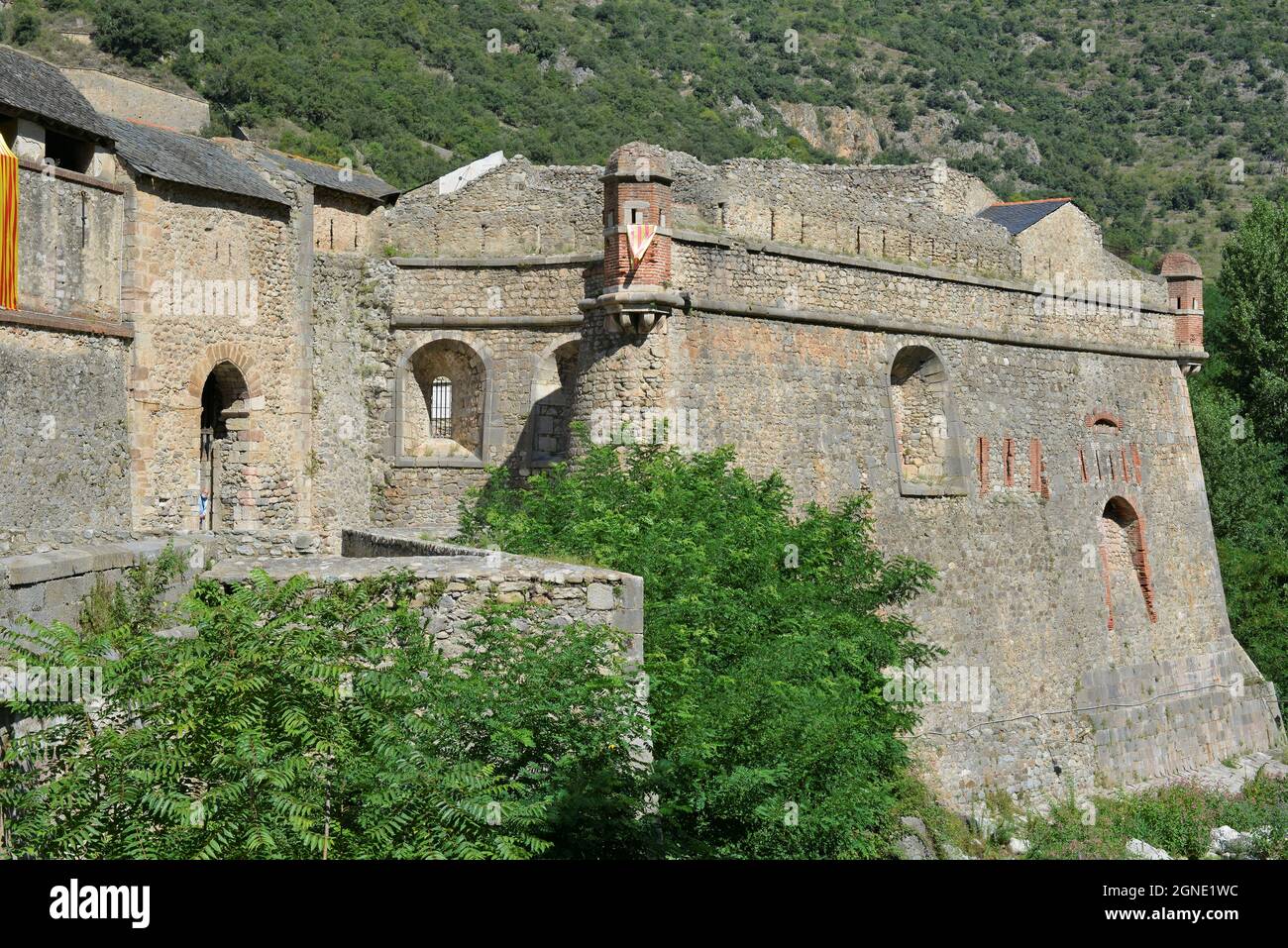 The medieval village of Villafranca de Conflent is located in the historical region of Conflent, France Stock Photo