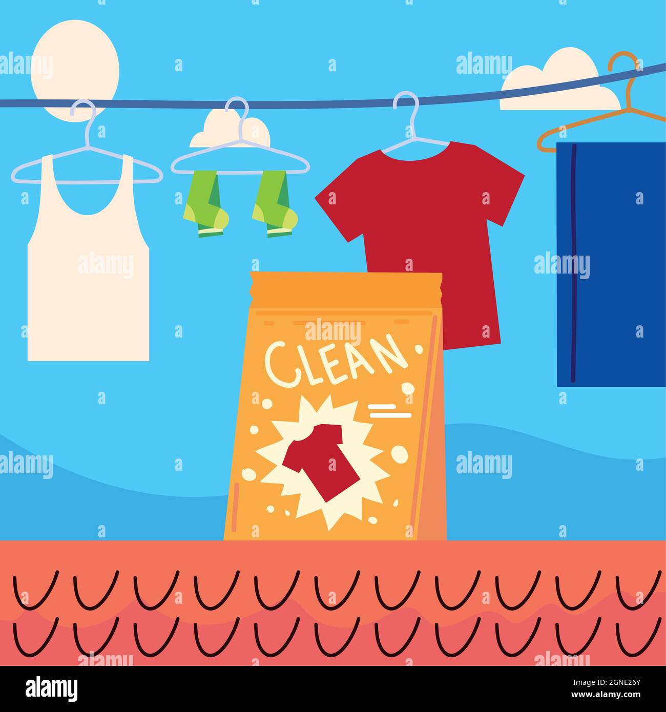 laundry, hanging clothes and soap Stock Vector Image & Art Alamy