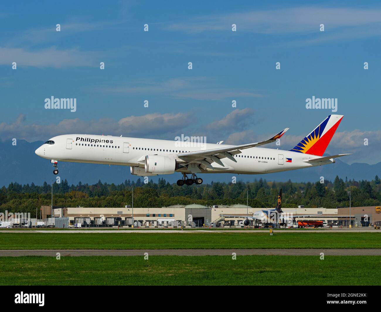 Richmond, British Columbia, Canada. 23rd Sep, 2021. A Philippine Airlines Airbus A350-900 jet (RP-C3504) lands at Vancouver International Airport. (Credit Image: © Bayne Stanley/ZUMA Press Wire) Credit: ZUMA Press, Inc./Alamy Live News Stock Photo