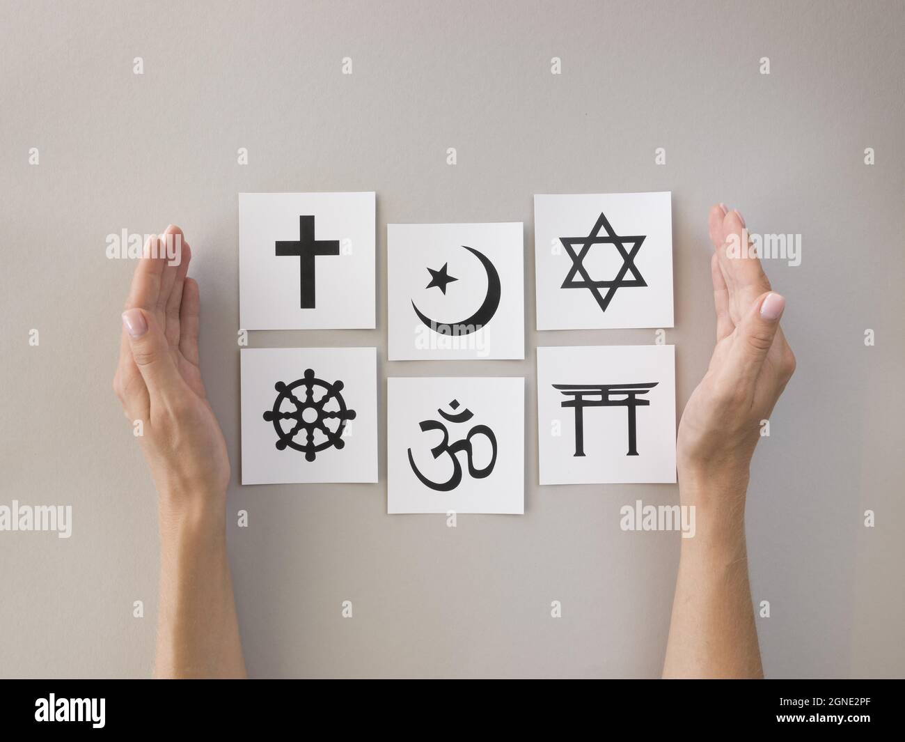 Lay Simbols flat lay assortment religious symbols. High quality and resolution ...