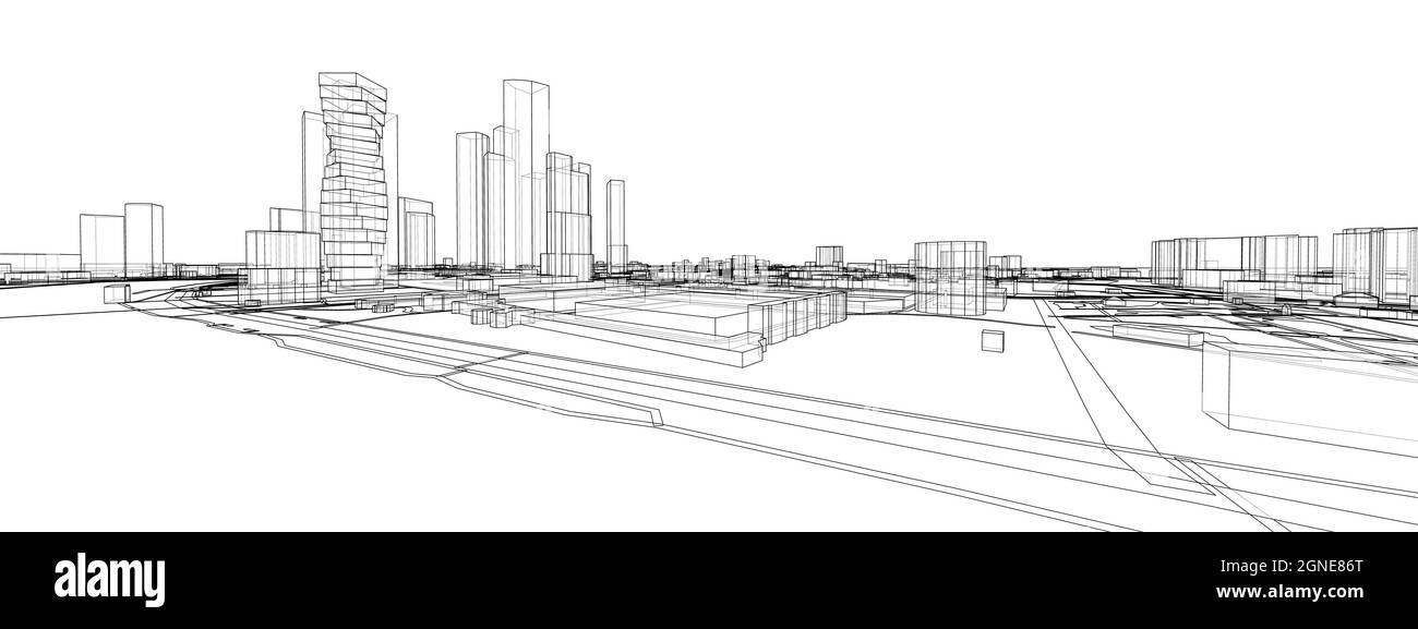 Vector 3d urban landscape. Buildings and roads Stock Vector Image & Art ...