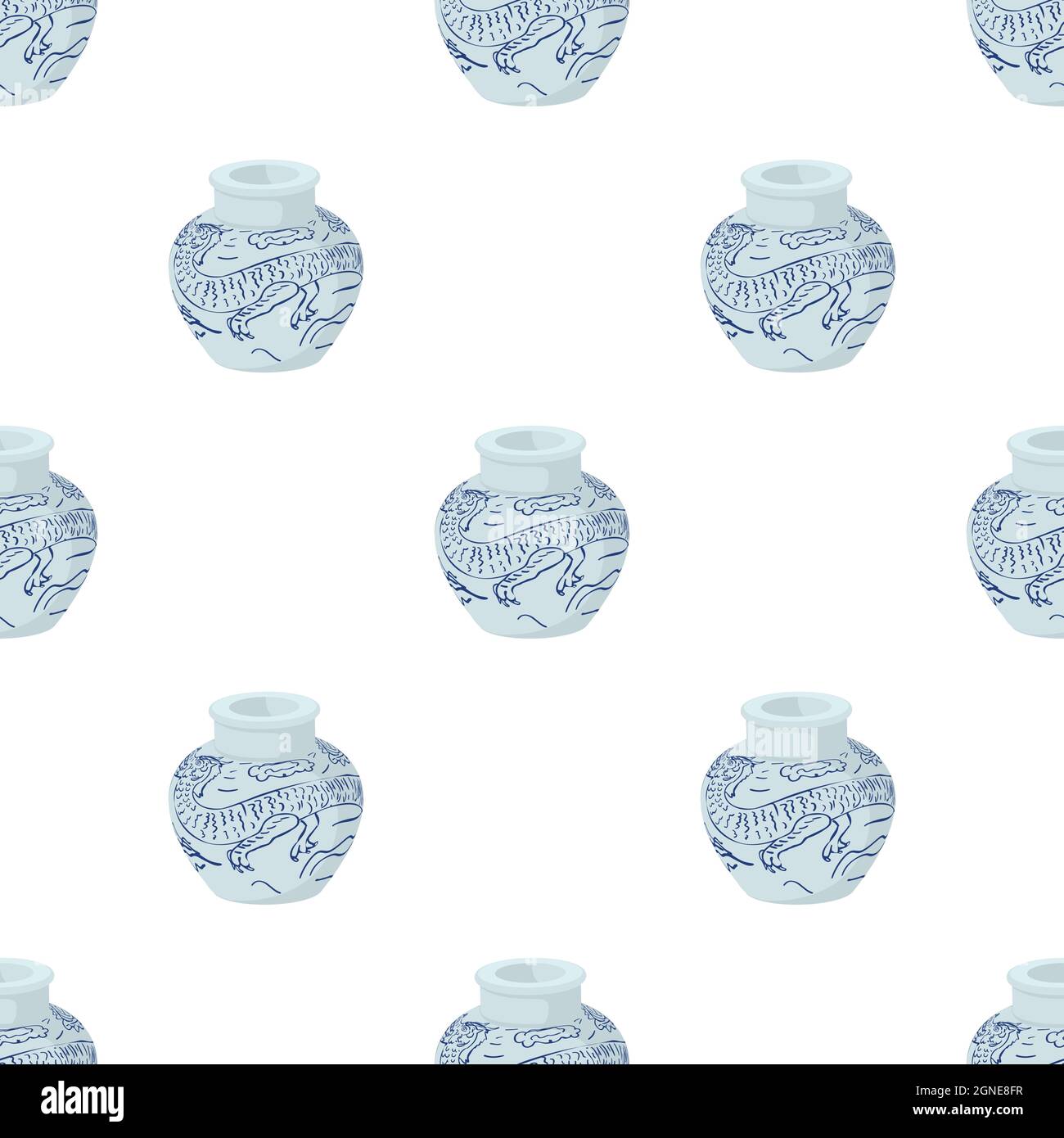 Chinese vase pattern seamless background texture repeat wallpaper geometric vector Stock Vector
