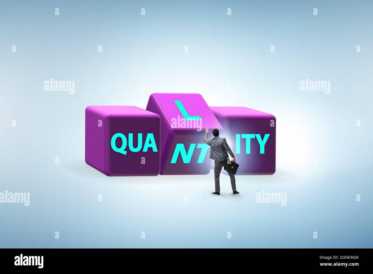 Dilemma of the quantity versus quality Stock Photo - Alamy