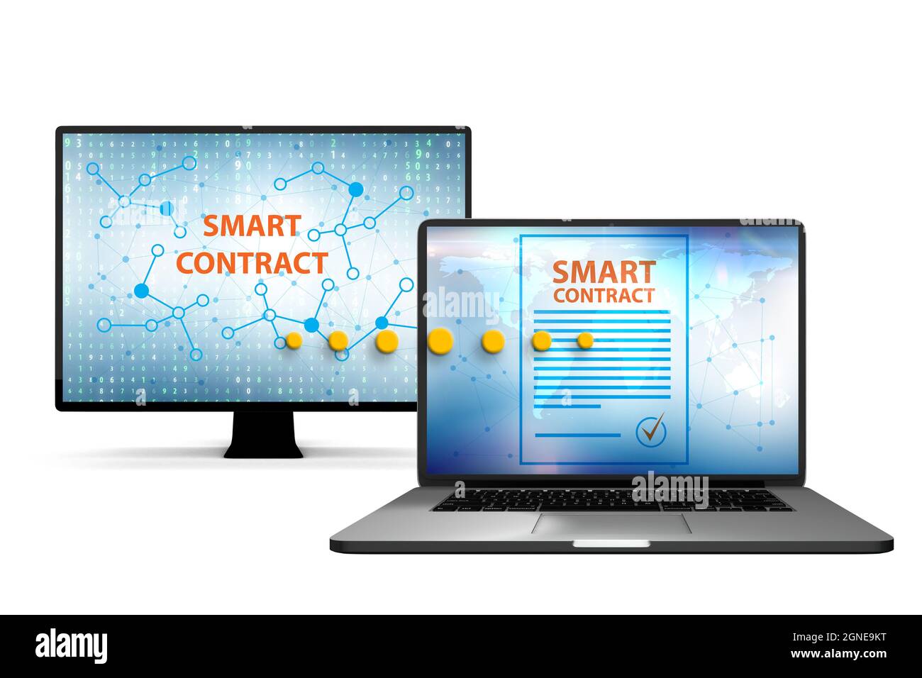 Smart contracts as illustration of the blockchain technology Stock ...