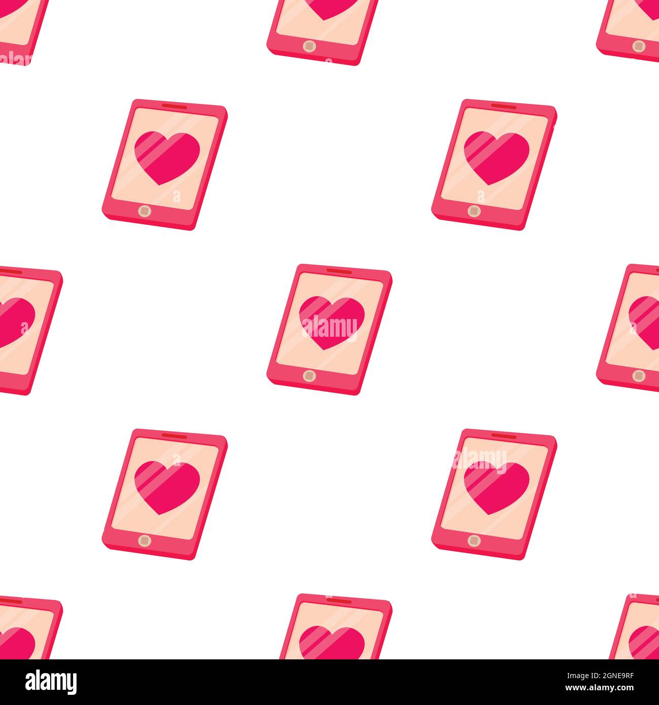 Smartphone with heart pattern seamless background texture repeat wallpaper geometric vector Stock Vector