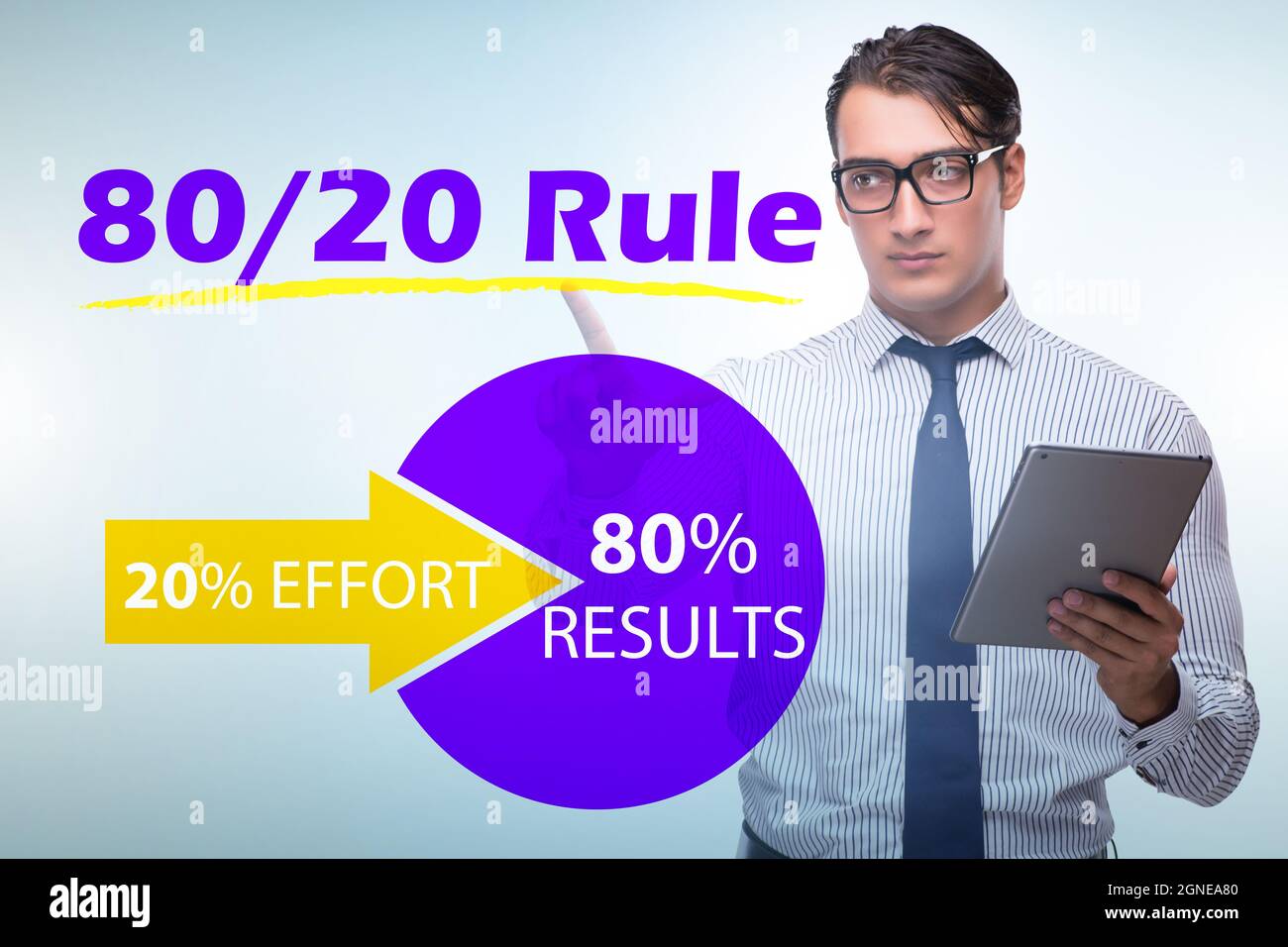 View of Businessman in the pareto rule illustration Stock Photo - Alamy