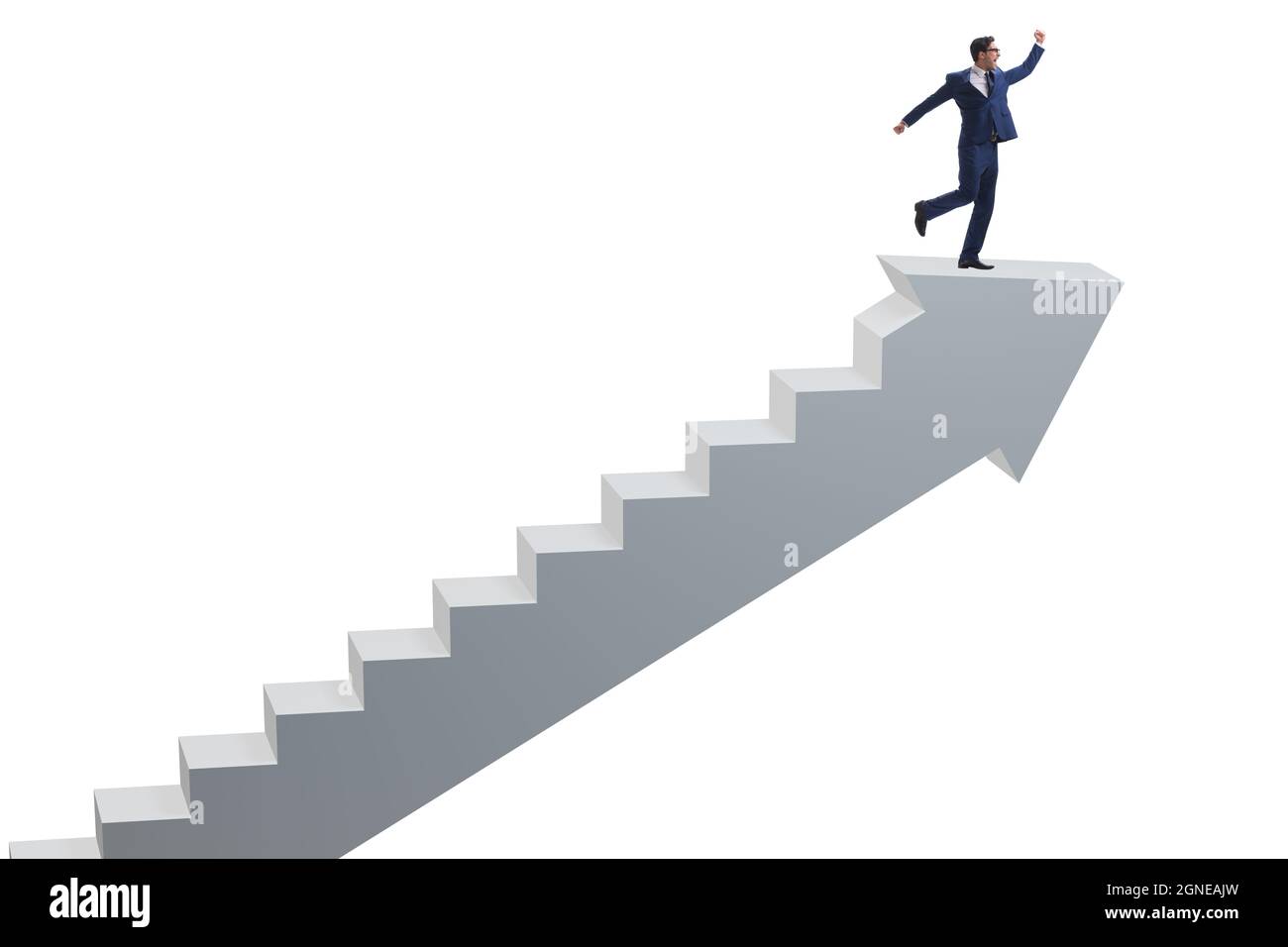 Businessman climbing career ladder in the business concept Stock Photo ...