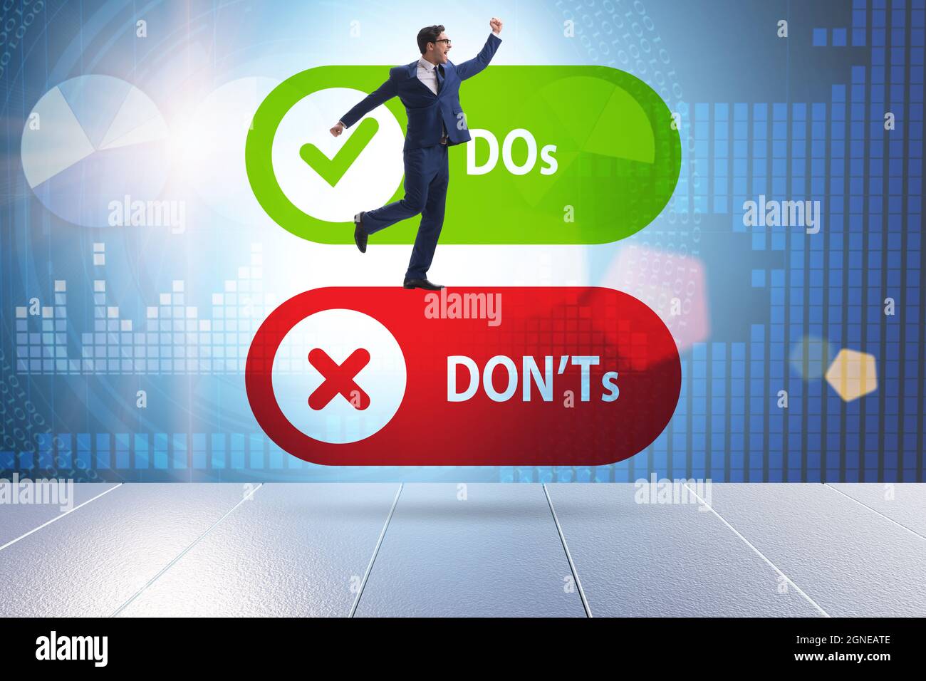 Concept of choosing between the dos and donts Stock Photo - Alamy