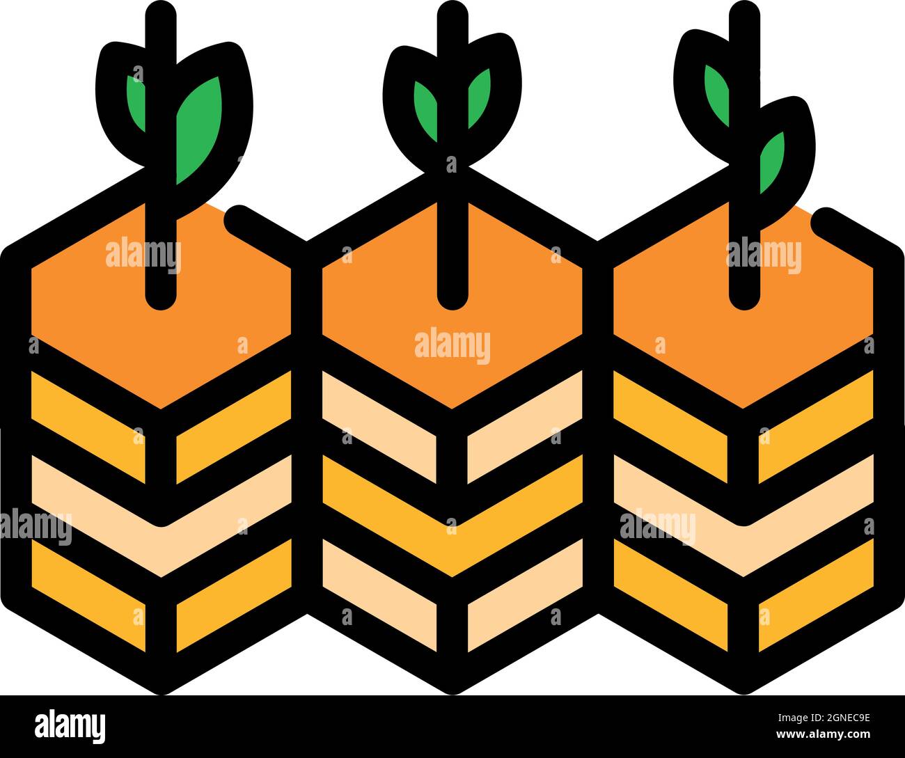 Farm gmo plants icon. Outline farm gmo plants vector icon color flat ...