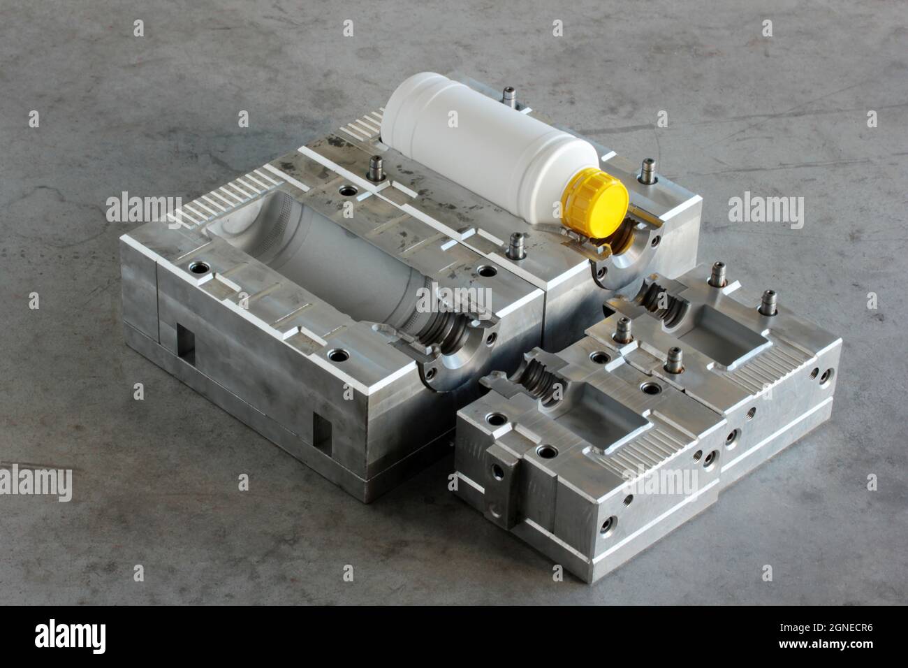 Plastic bottle manufacturing metal mold. Stock Photo