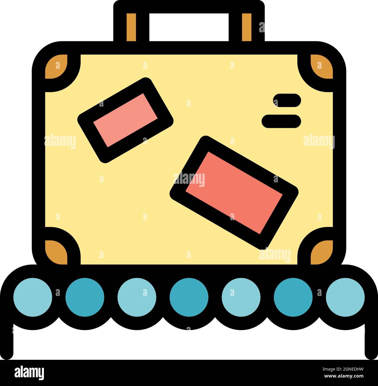Luggage on belt icon. Outline luggage on belt vector icon color flat