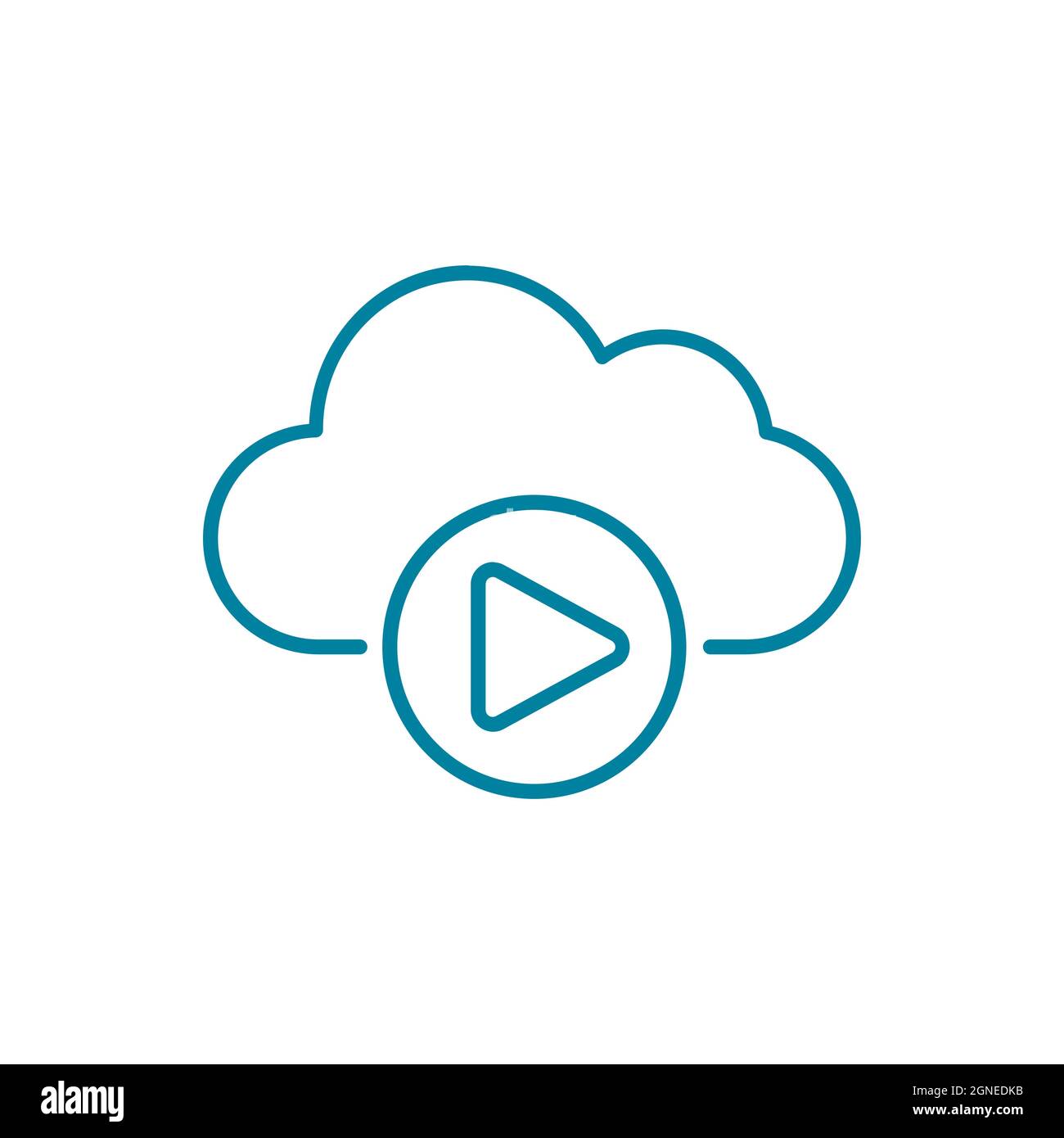 Cloud play button line icon. Audio and video files hosting. Multimedia server services. Online streaming concept