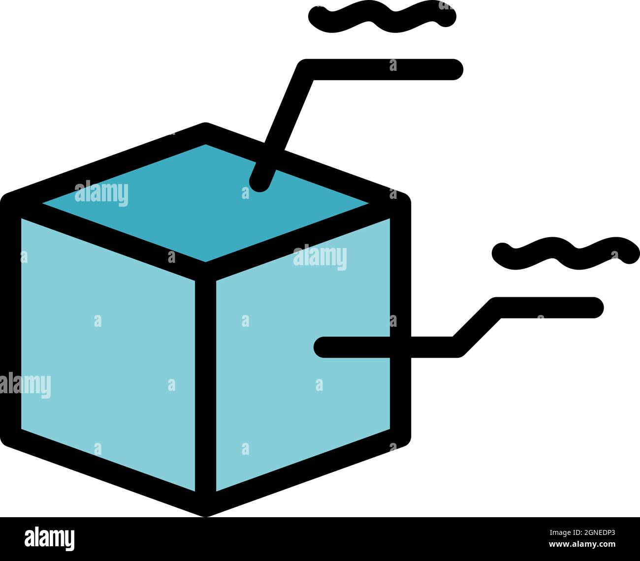 Cube project interaction icon. Outline cube project interaction vector icon color flat isolated Stock Vector