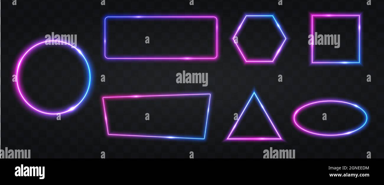 Set of blue glowing neon frames on dark background Stock Vector Image ...