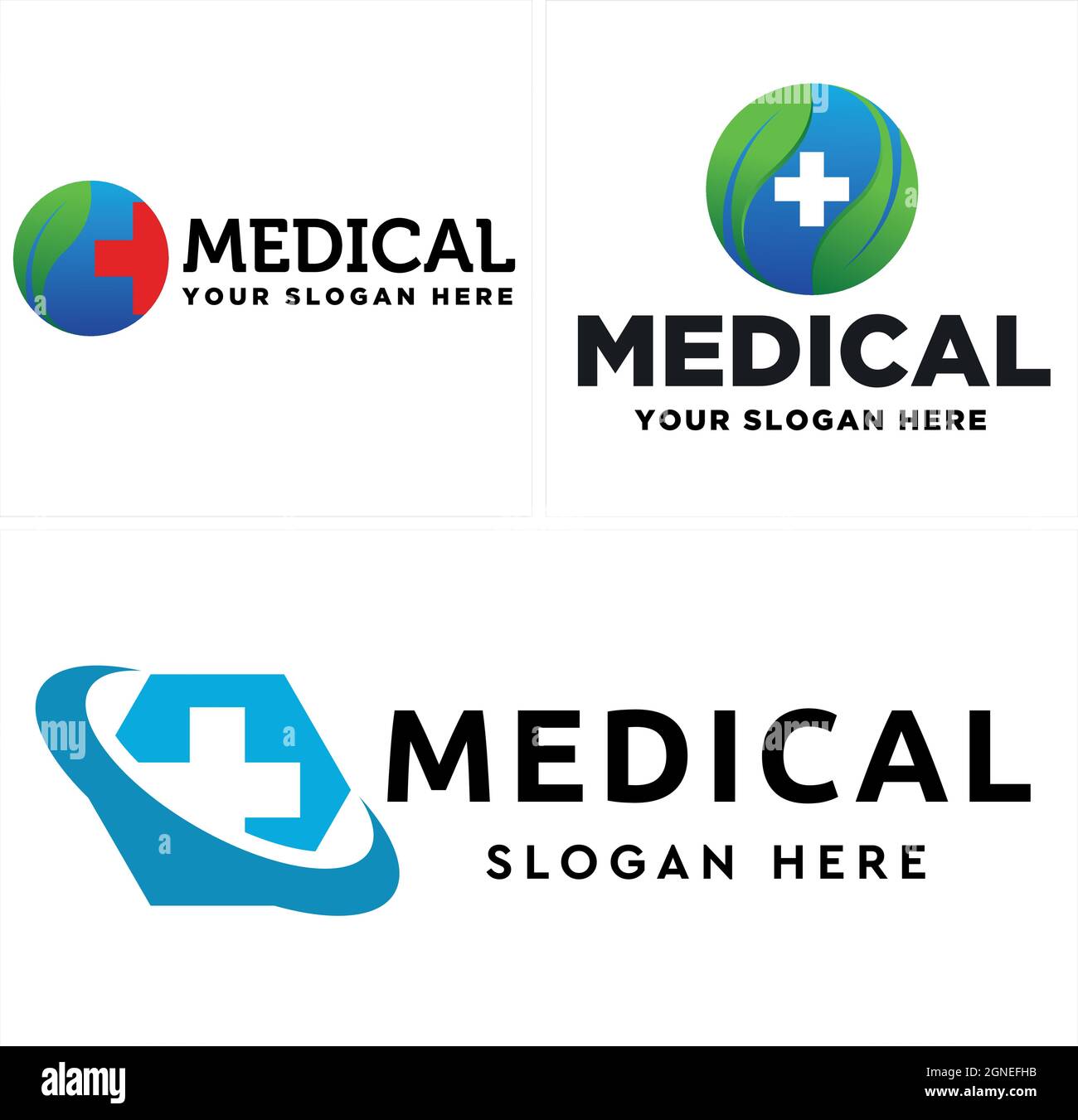 Cross medical health care global nature logo design Stock Vector Image ...