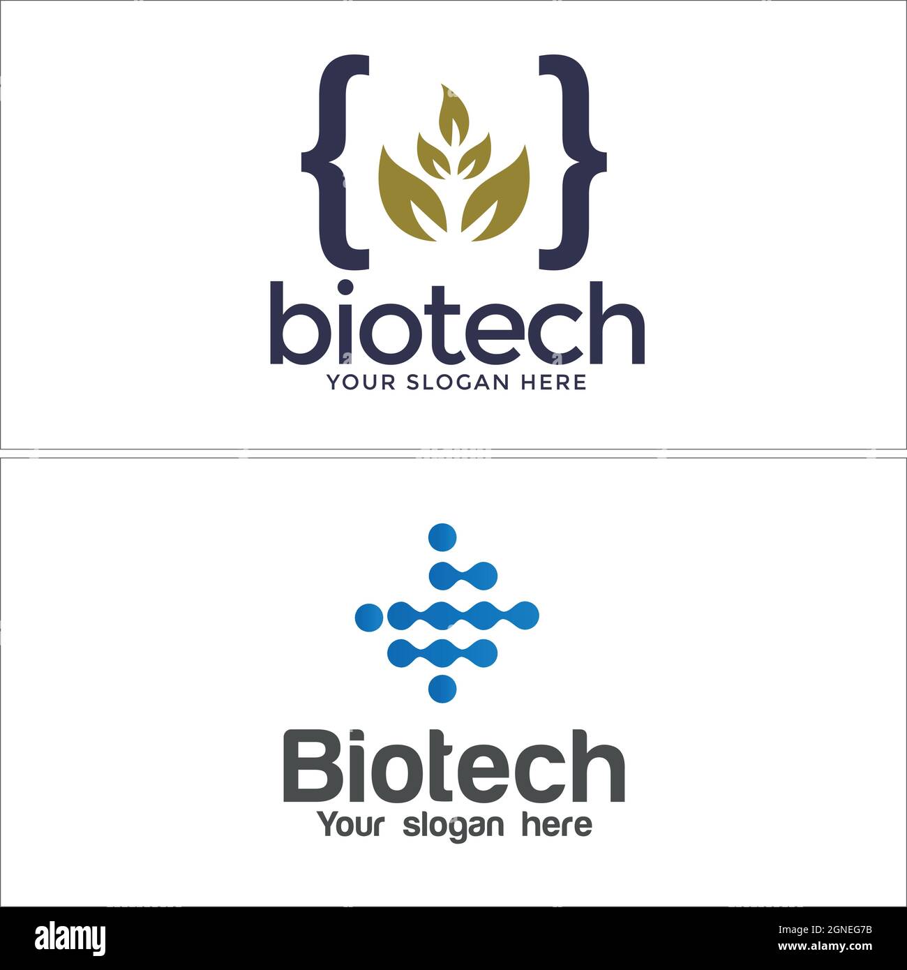 Biotech leaf molecule connection logo design Stock Vector