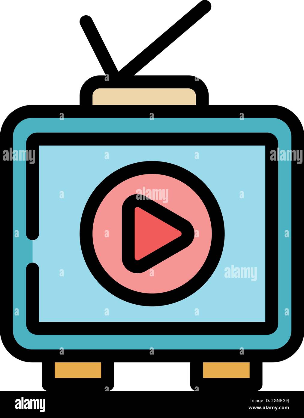 Interactive tv set icon. Outline interactive tv set vector icon color flat isolated Stock Vector